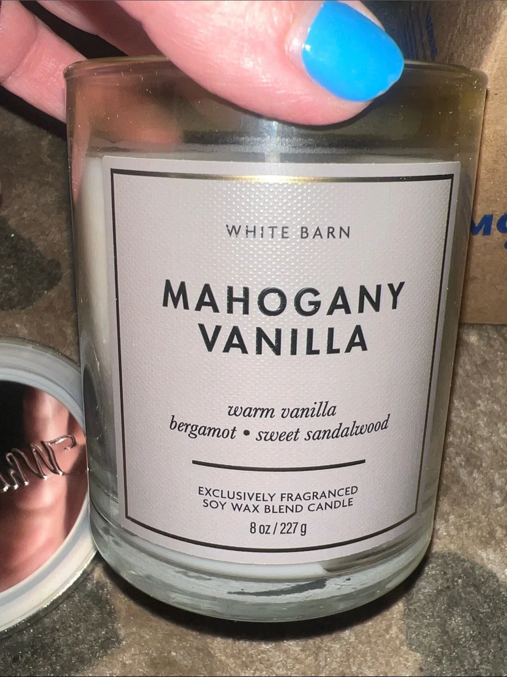 White Barn Mahogany Vanilla Candle - Cream Wax with Silver Lid- new!